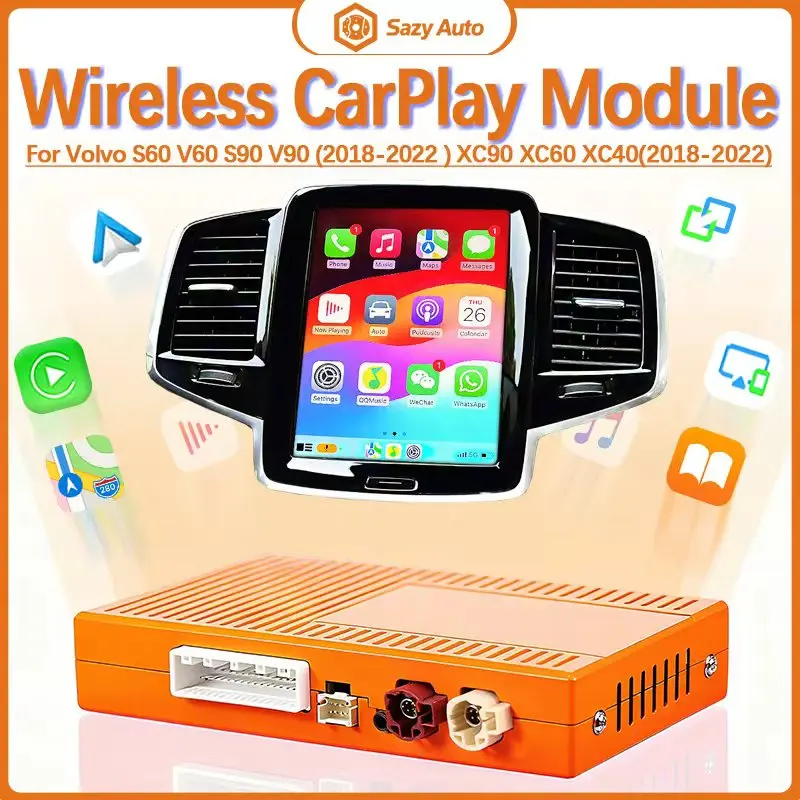 وحدة التنشيط التلقائي اللاسلكية Apple CarPlay وAndroid لفولفو S60 V60 S90 V90 XC40 XC60 XC90 2020-2022 التوصيل والتشغيل #1