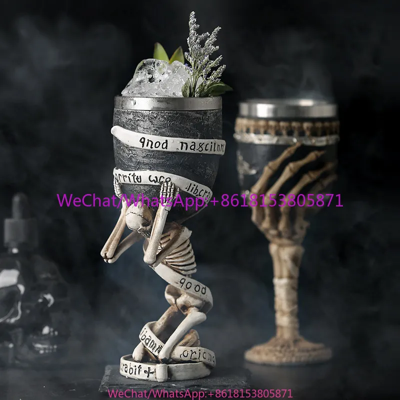Resin skull, personalized creative cocktail, stainless steel antique cup