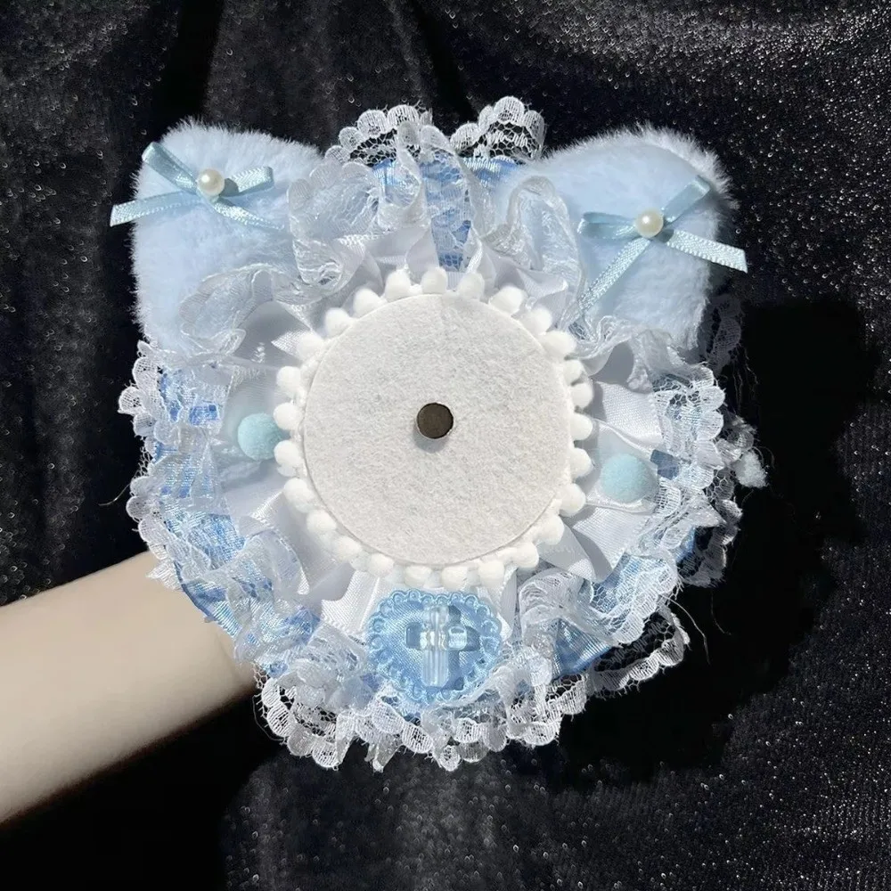 Cat Ear Badge Holder Lace Ribbon Badge Rosette Badge Display Stand Handmade Anime Pin Display Bag for Cosplay Gift Collection