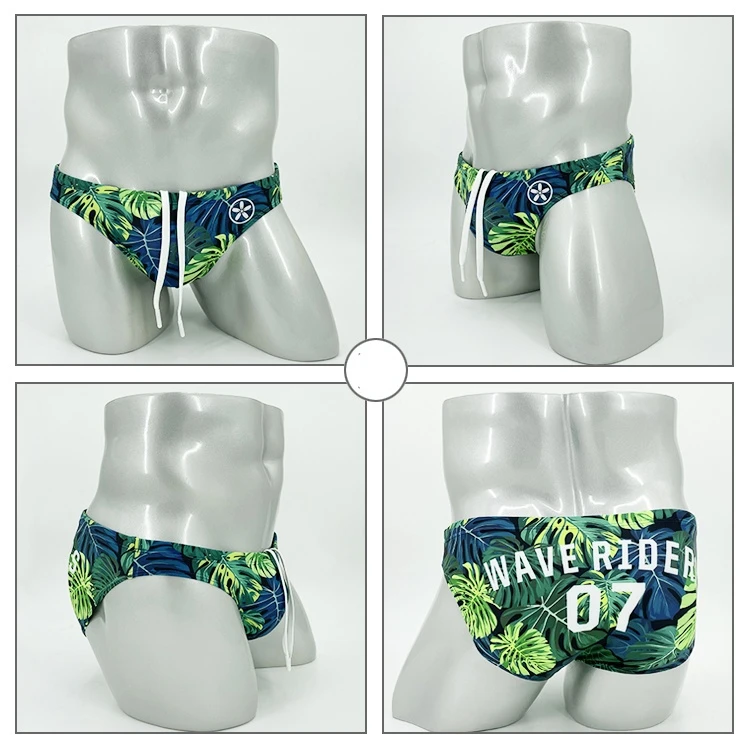 Sexy Leaves Men\'s Swimwear Briefs Bikini Swimsuit Man Swimming Suit Trunks Men Beach Shorts GreatAsia Male Surfing Bathing Wear