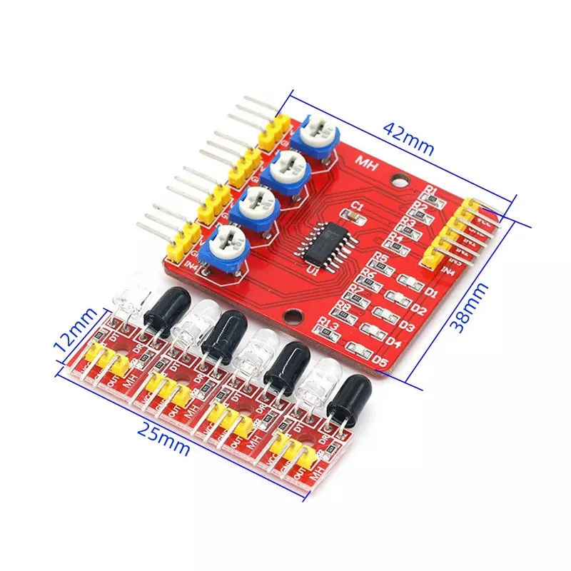 1/2~50/100Pcs 4-way Infrared Detection Tracking Photoelectric Sensor Intelligent Tracking Car Obstacle Avoidance Module