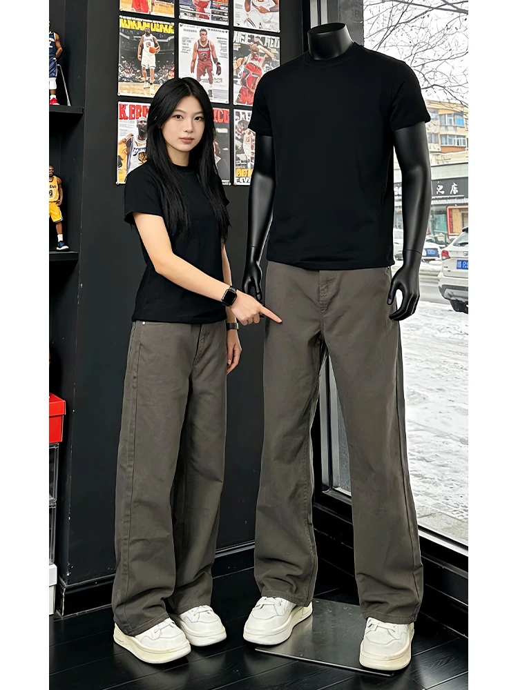 

American Retro Straight Leg Men's Jeans Summer High Waist Slim Fit Workwear Pants Youthful Casual Wear Resistant Straight Cut
