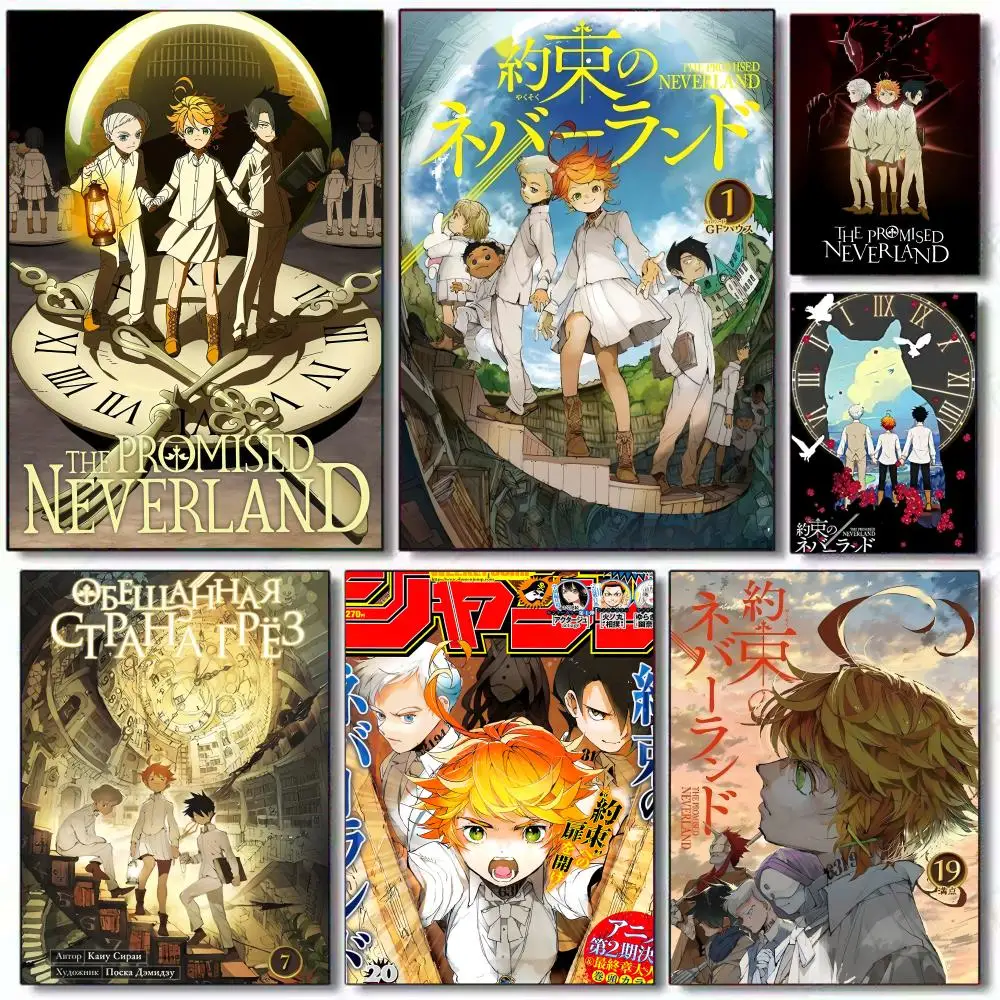 Anime T-The P-Promised N-Neverland Poster HD PVC selbstklebende Wandkunst – wasserdicht wiederverwendbar für Home Office Cafe
