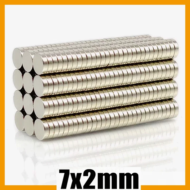 7x2mm 20/50/100/200/500pcs N35 Round Strong Powerful Magnet Neodymium Permanent Magnet Craft Whiteboard Diy Magnets 7 X 2mm 7*2