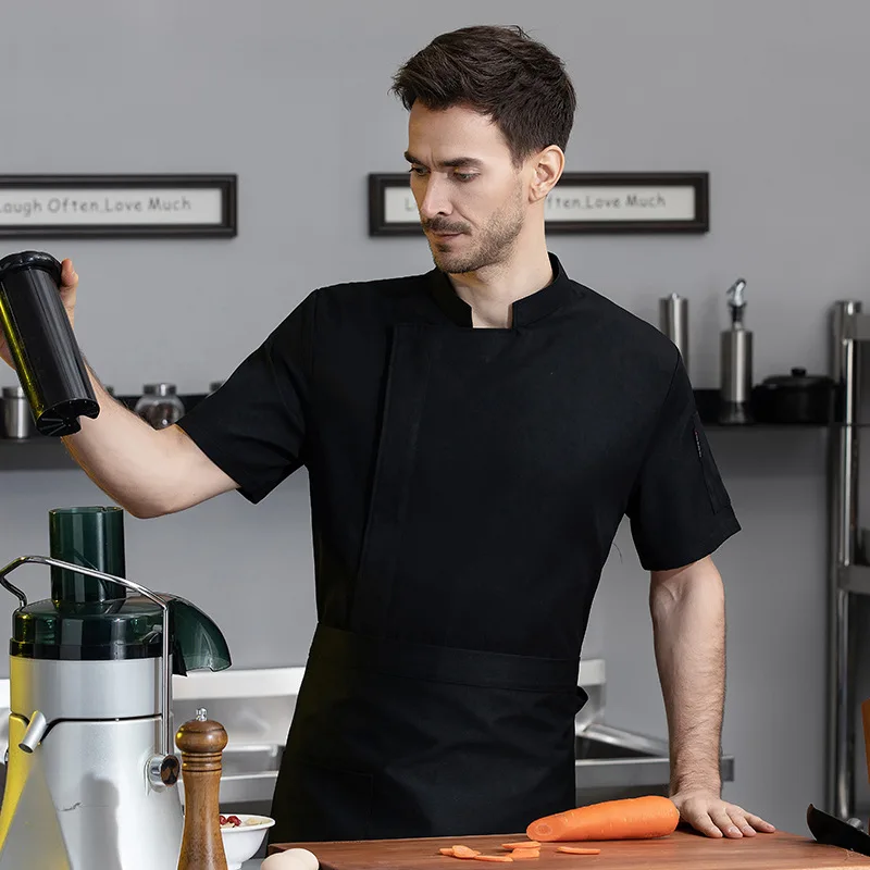 زي موحد للعمل بأكمام قصيرة للمطاعم الغربية، مطعم الفندق، مقصف الشيف، ملابس المطبخ الصيفية للرجال
