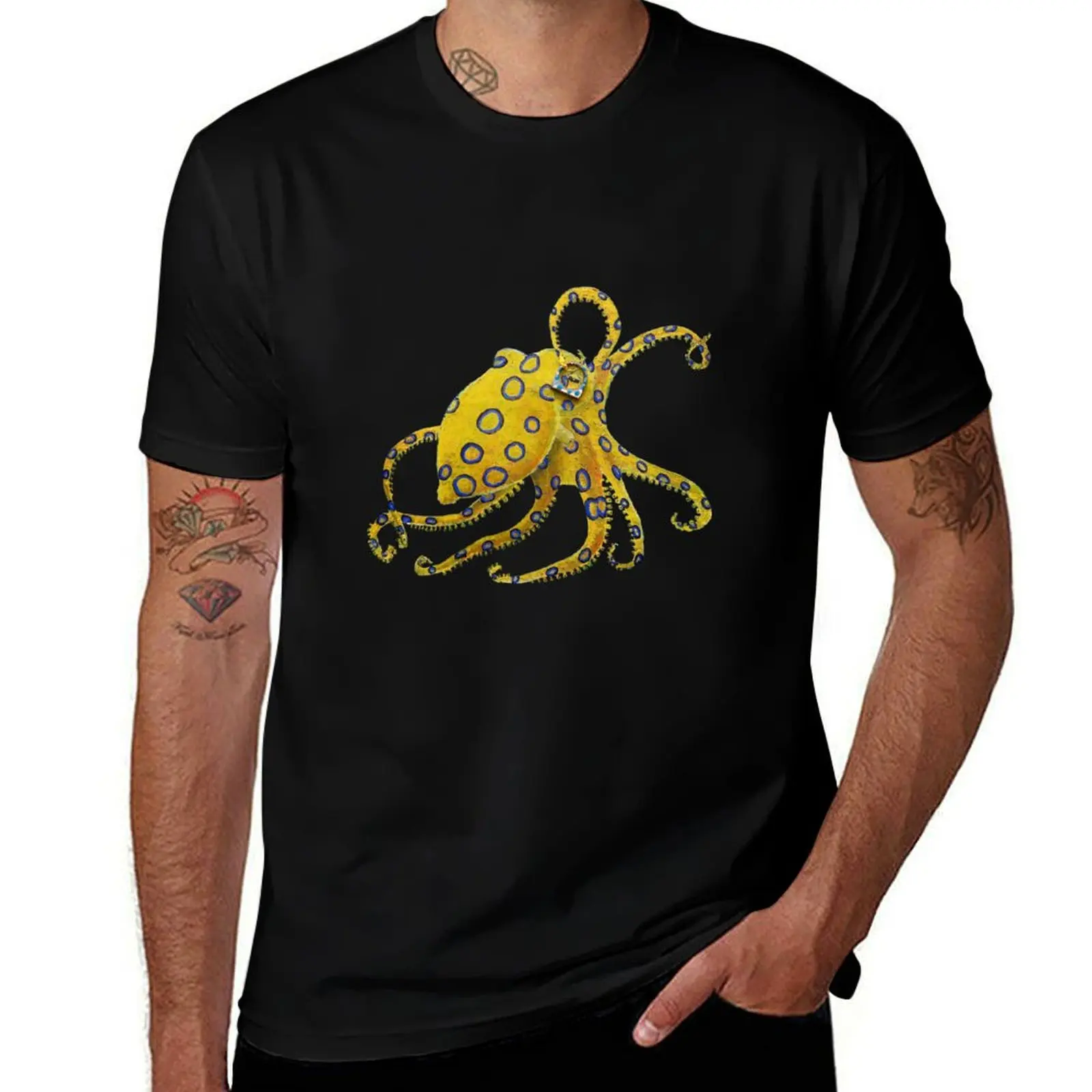 

I Spy With My Little Eye, Blue Ringed Octopus, oil on canvas T-Shirt custom t shirt hippie clothes men workout shirt