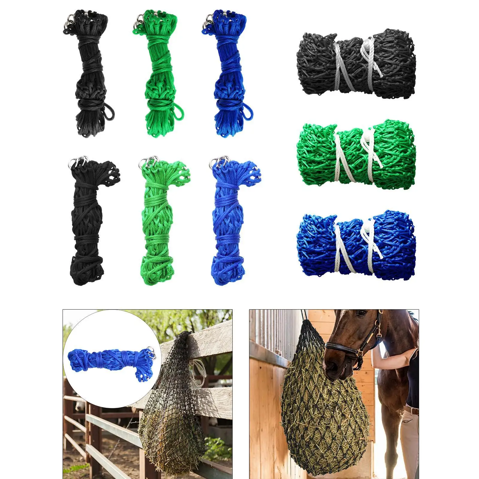 شبكة قش للتغذية البطيئة، مستلزمات تغذية الحصان خفيفة الوزن، سهلة التعليق، حقيبة شبكية معلقة لمقطورة كشك الماعز والأغنام