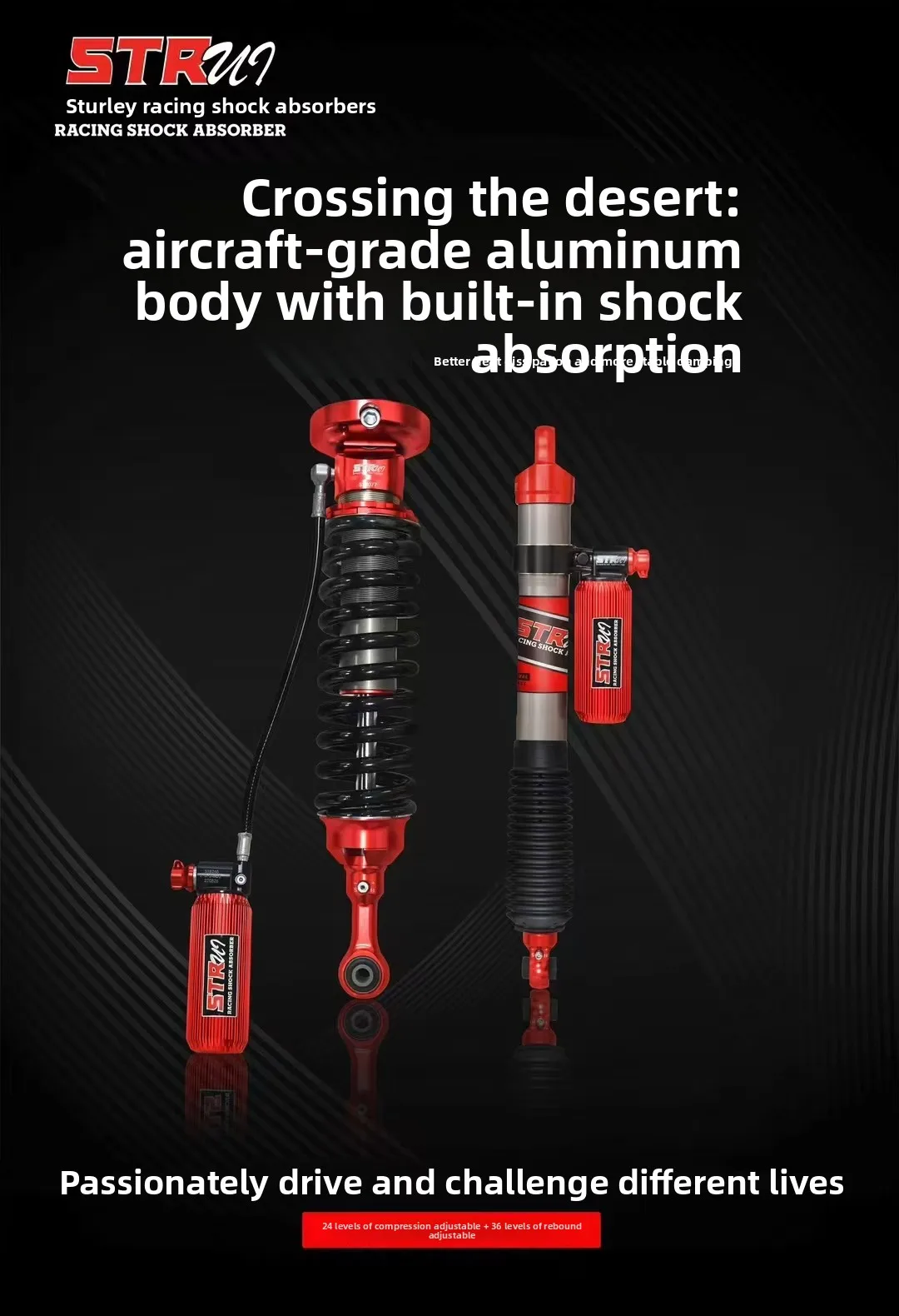 Nitrogen Adjustable Steel Suspension Coil Spring Shock Absorber For Tundra 4*4 Front/Rear Raise The Chassis