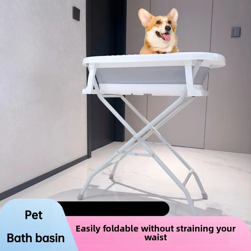 Pet Bath Basin Foldable Bathtub Cat Dog Elevated Support Nursing Table Prevents Bending Over Pet Cleaning Products Accessories