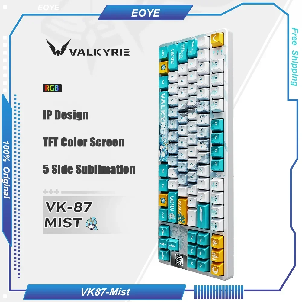 

VALKYRIE VK87-Mist Customized Mechanical Keyboard Tri-mode Wireless Bluetooth Hot-swappable Gasket 80% 87keys Layout Rhythm RGB