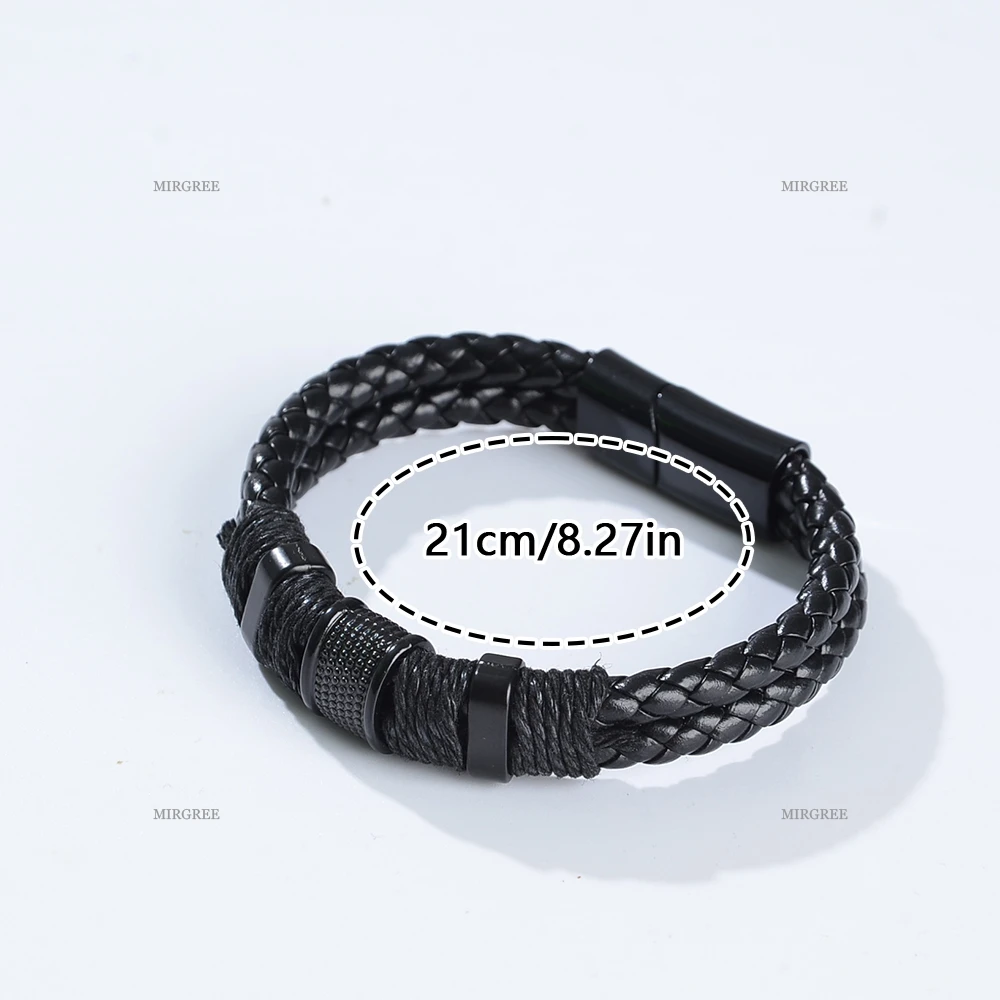 قطعة واحدة من سوار جلد البولي يوريثان المنسوج العصري للرجال، إكسسوارات شخصية مصنوعة يدويًا، هدية مثالية لصديقها/الزوج #6