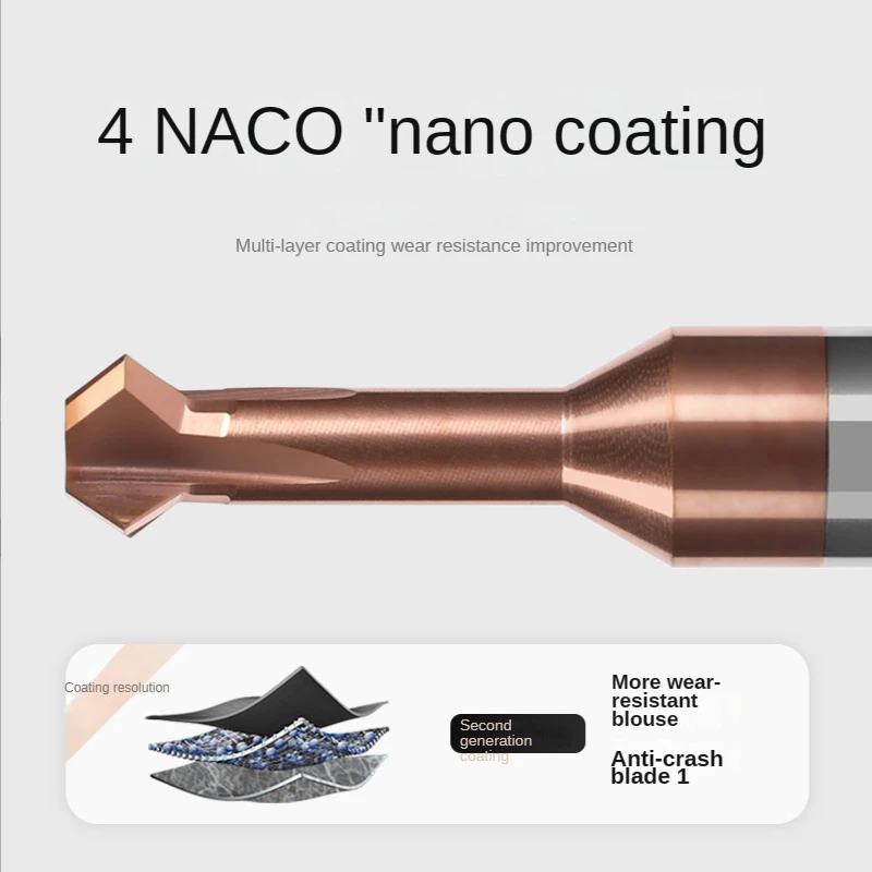 90 Degree Upper and Lower Inner Hole Chamfering Knife Tungsten Steel Carbide Milling Cutter Front and Back Double-sided Aluminu
