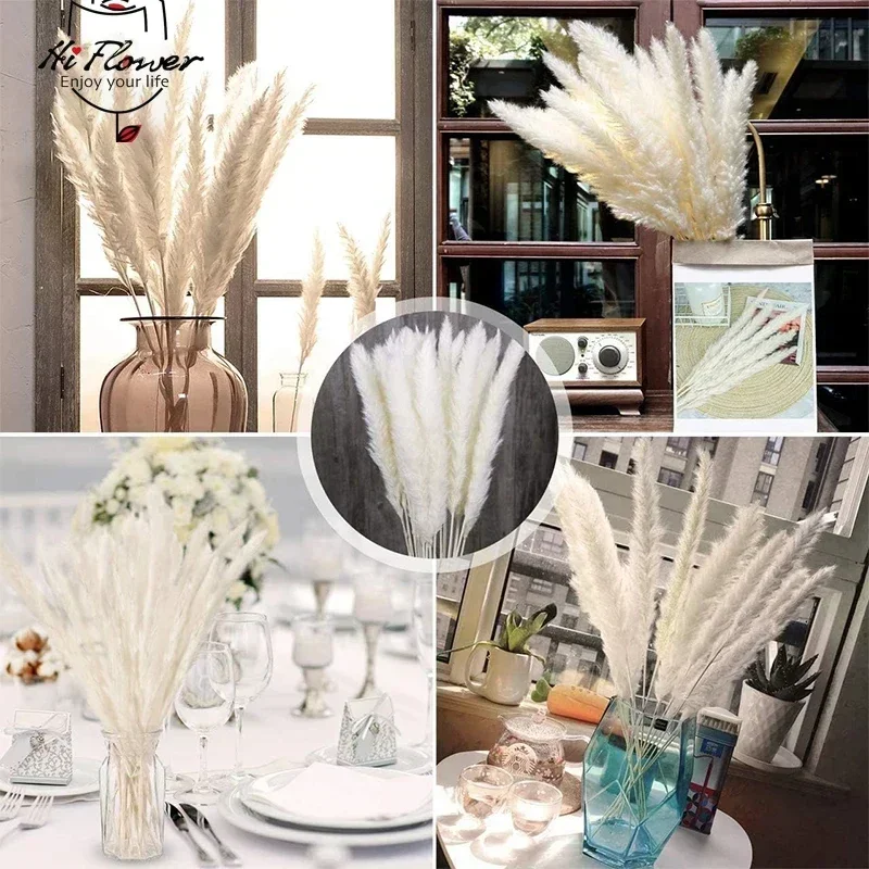 15pcs Natural Fluffy Pampas Grass Dried Flowers Country Photo Props Decor Artificial Flower Pampa Boho Wedding Home Decoration