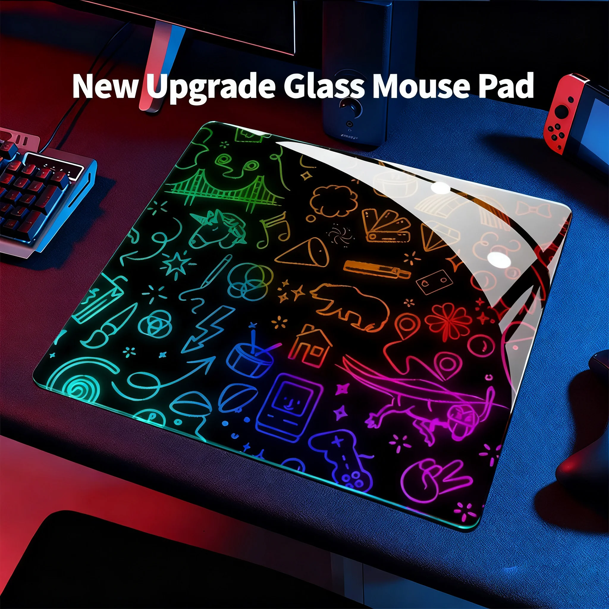 

Trendy Anime Pattern Glass Gaming Mouse Pad Smooth Frosted Surface Desk Tempered Glass Mouse E-Sports FPS Game Glass Mouse Pad