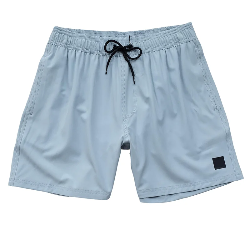 Pantalones cortos de playa para hombre, shorts de natación elásticos impermeables de secado rápido, bolsillo trasero perforado, 4 vías de licra, color sólido, Verano