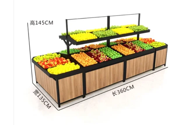 Imagem -03 - Prateleira de Exposição para Frutas e Vegetais Prateleira de Aço e Madeira para Supermercado Loja Fresca Lugar