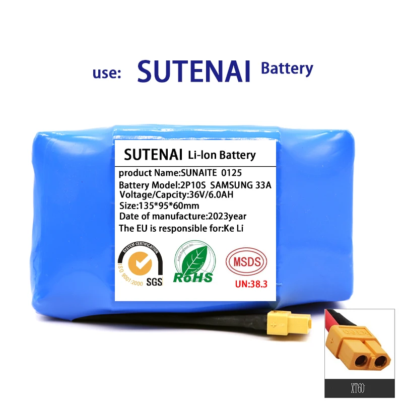 

36V 18650 Battery Pack 6000mAh Rechargeable Lithium ion battery for Electric Self Balancing Scooter HoverBoard Unicycle