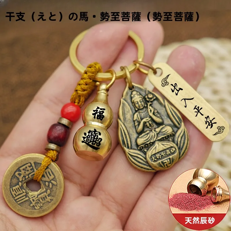 bronze-zodiac-keychains-retro-sle-for-men-and-women-personalized-gourd-aped-keyring-creative-gift-festival-supplies