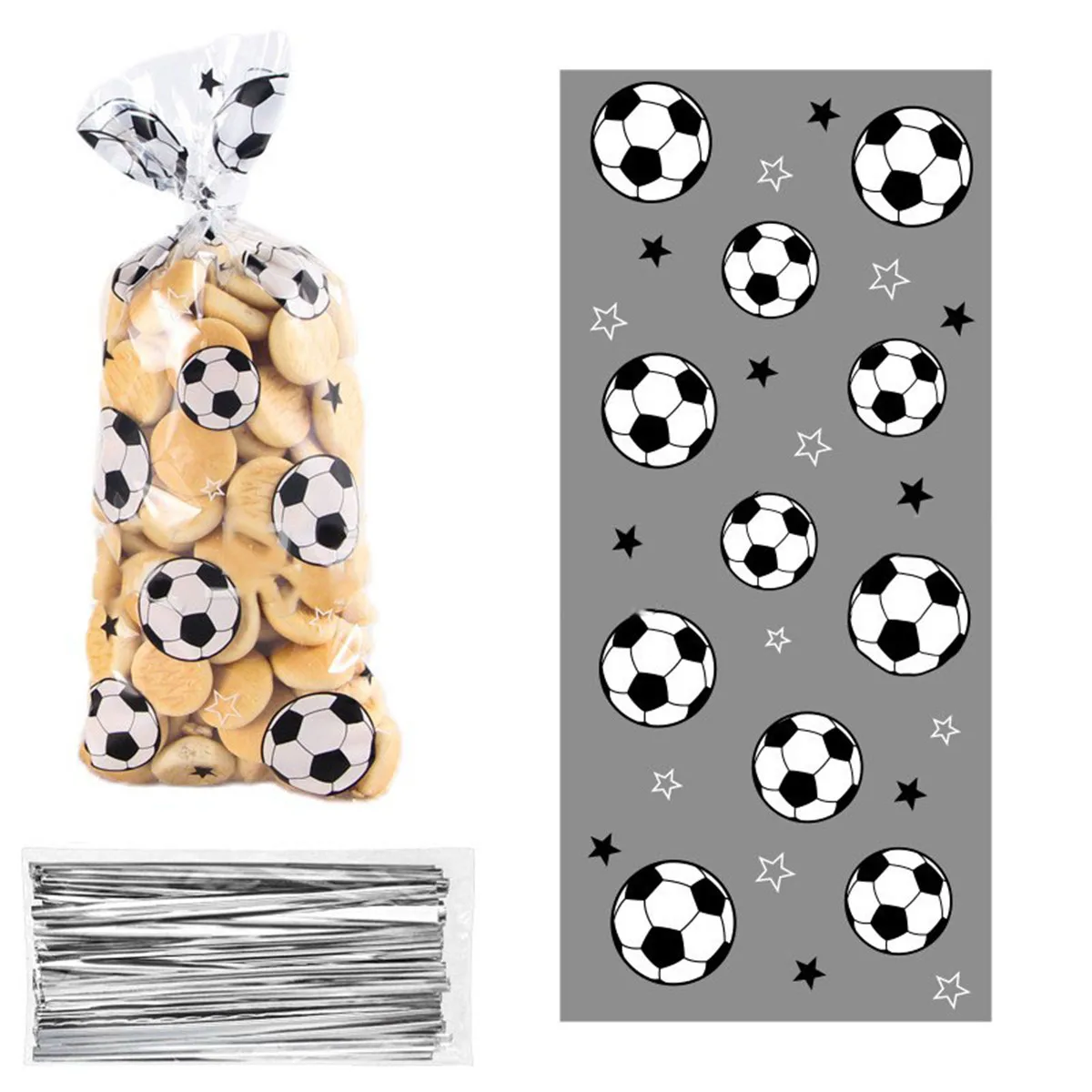 50 Stück/25 Stück Fußball-Party Keks-Geschenktüten Party-Süßigkeiten-Beutel Kinder Fußball-Thema Geburtstagsdekoration Zubehör – Detail 2