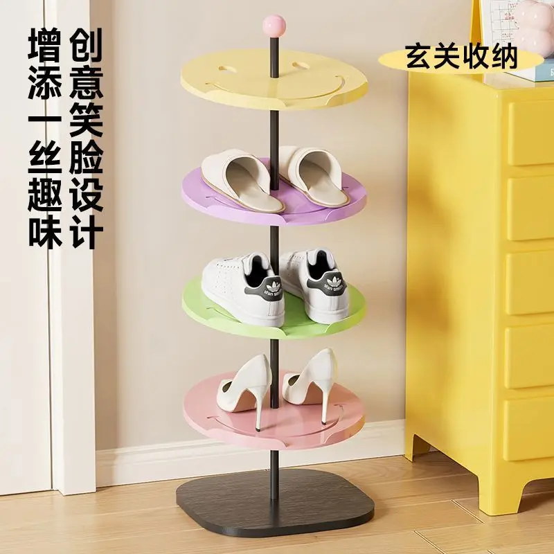 custom. [Face Design] Dopamine Shoe Rack Home Entrance Space-Saving Multi-Layer Shoe Storage Artifact Simple
