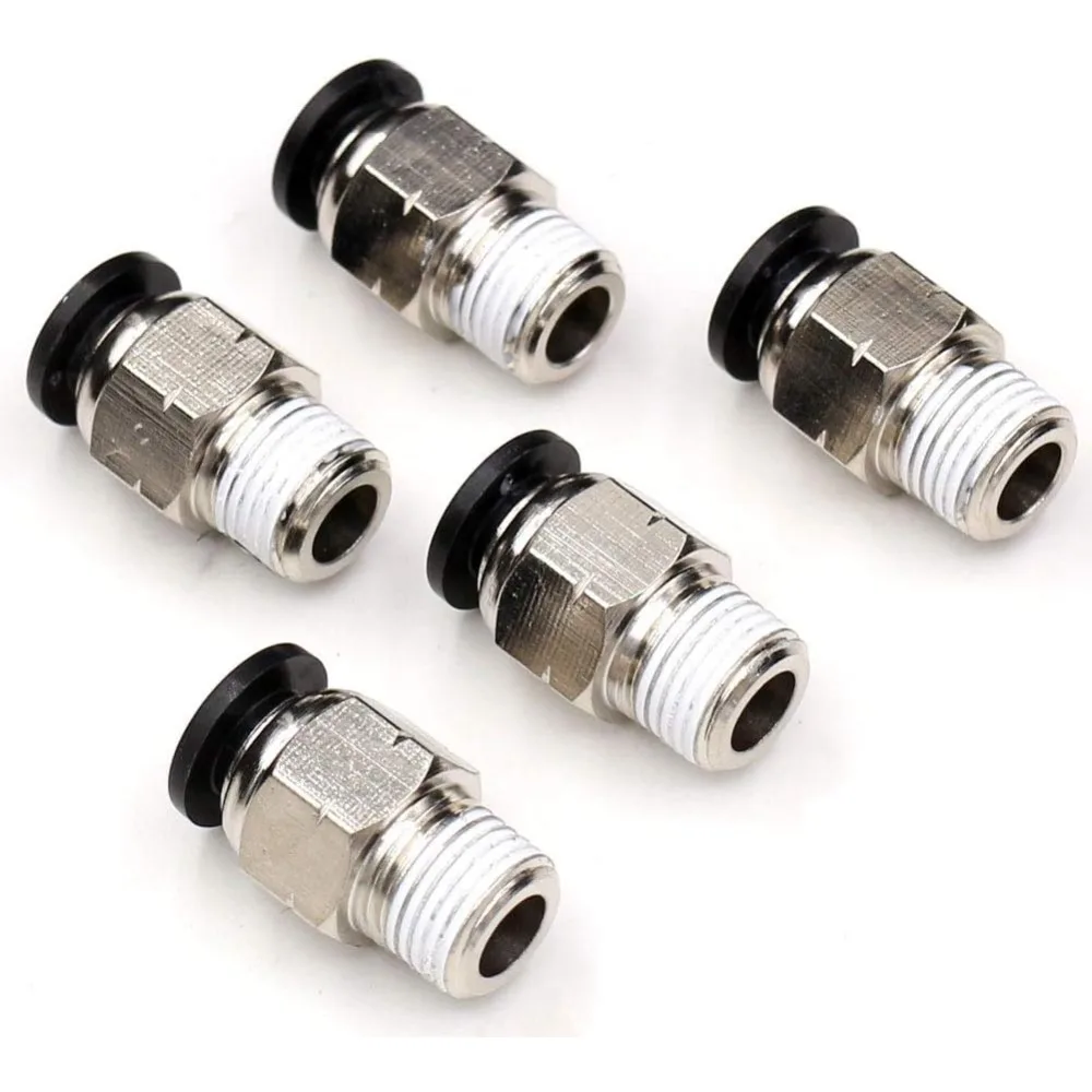 PC4-01 Push-to-Connect Pneumatic Fittings, 4mm Tube X 1/8 NPT Thread, Straight Quick Connect Air Hose Adapters, 5-Pack