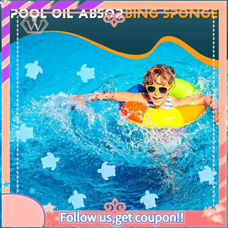 Upgraded 50Pcs White Floating Spa Sponge Turtle Oil Absorbing Hot Tub Skimmer Scum Absorber Cleaners For Swimming Pool