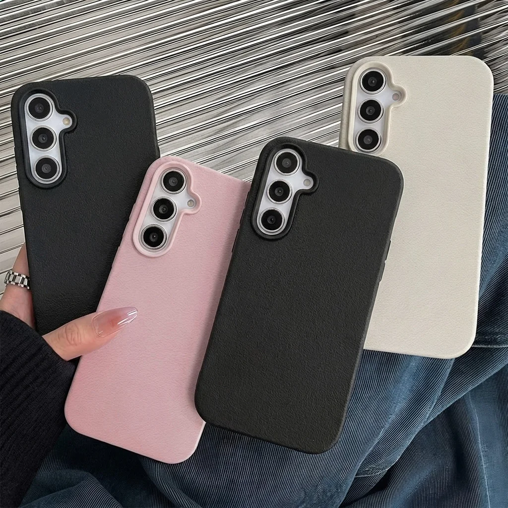 Leather Textured Matte Silicone Phone Case For Samsung A26 A57 A17 A36 A07 A37 A06 A56 A16 S25 S24 S26 Ultra Protective Cover