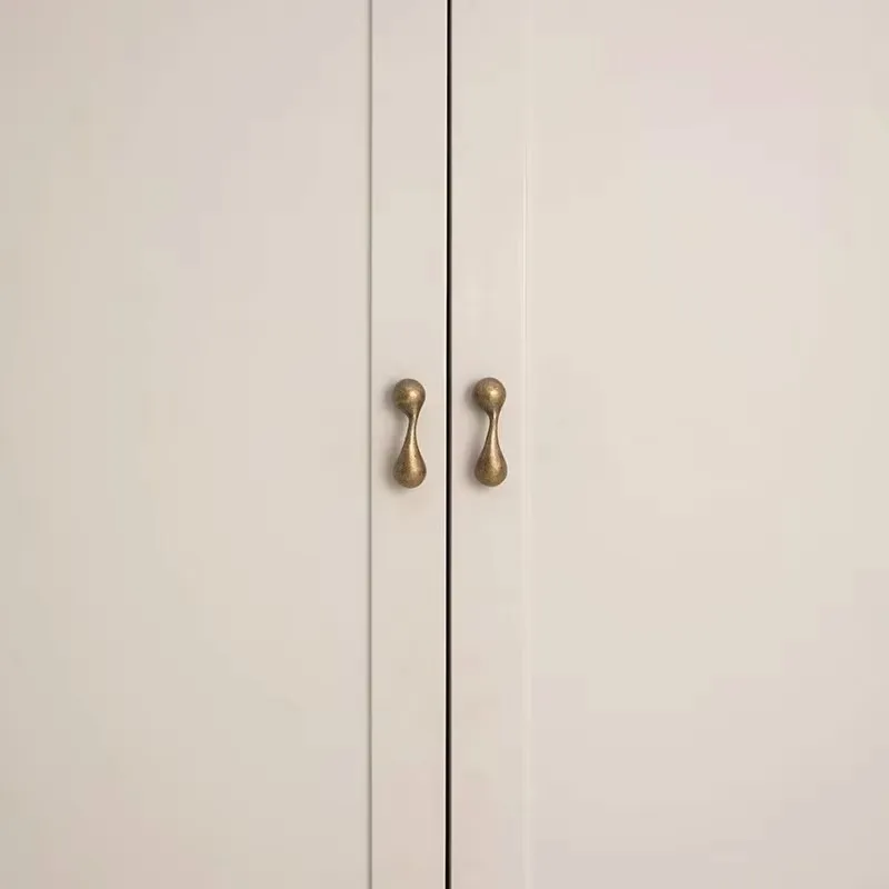 Vintage Antique Brass Cabinet Pull Handle Abstract Irregular Teardrop Shape Solid Metal Drawer Knob for Cupboard Hardware