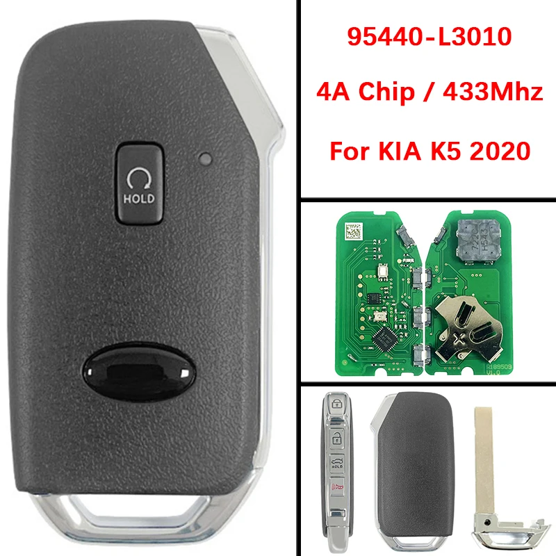 

CN051215 Aftermarket 5-кнопочный смарт-брелок с дистанционным управлением без ключа 4A чип 433 МГц FCC 95440-L3010 для KIA K5 2020-2022