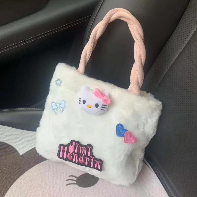 Sanrio Japanese Original Homemade Hello Kitty Plush Handbags Autumn/Winter 2024 New Kawaii Cute Crossbody Bag Y2k Shoulder Bags