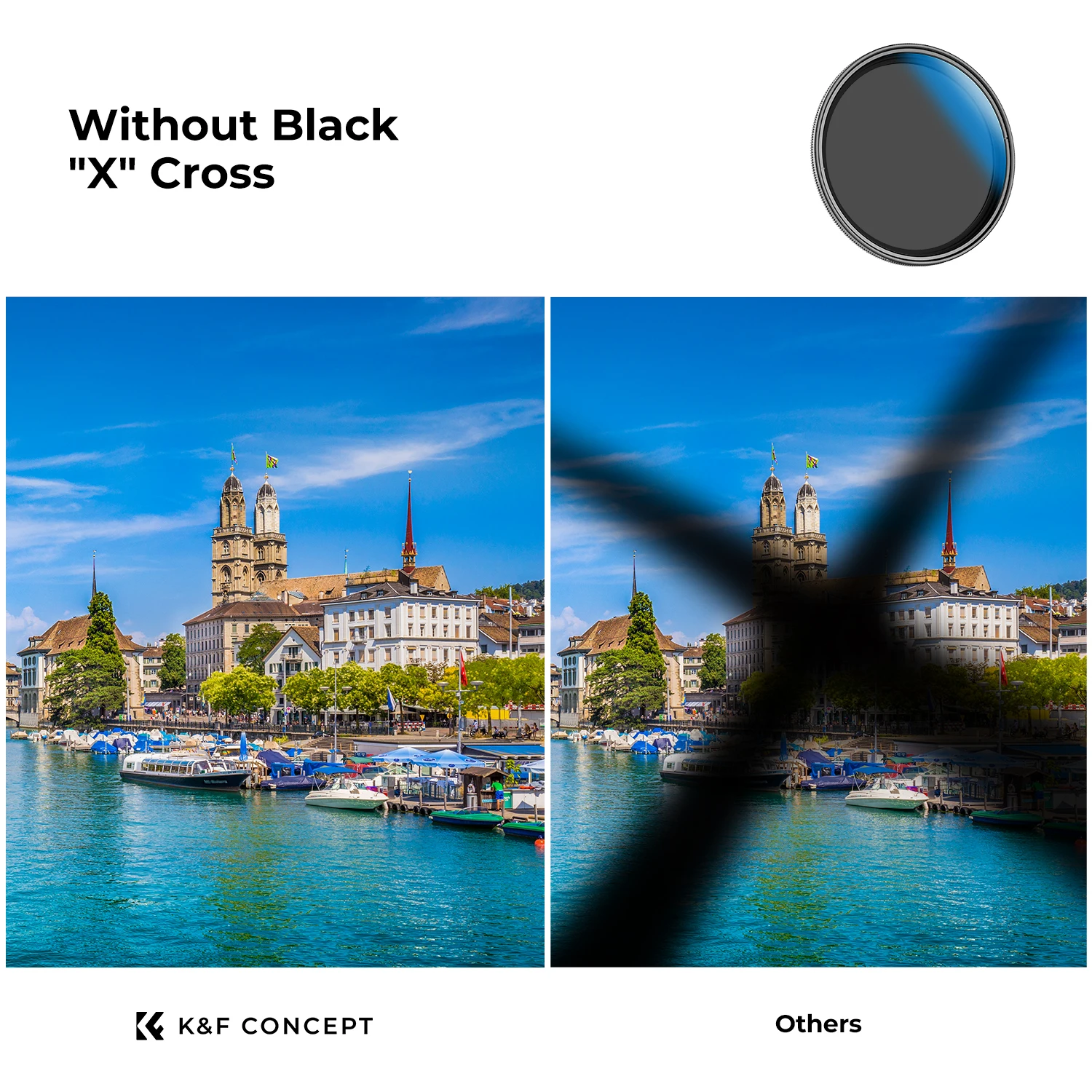 K&F CONCEPT ND2-ND32 Variable ND Filter 37-82mm No Black Cross 1-5 Stops Neutral Density Camera Lens With Cleaning Cloth