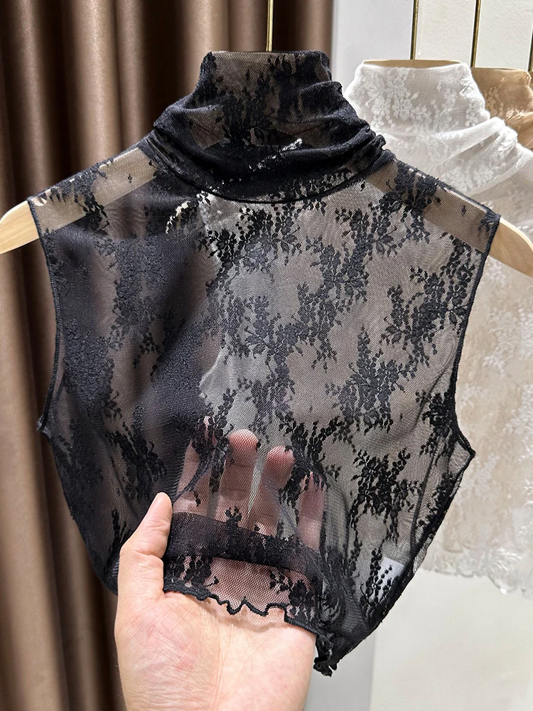 

Soft Lace Svel High Collar Fake Collar Sweater Women's Autumn Winter Faion Commute Sle Slim Fit ort Length Top