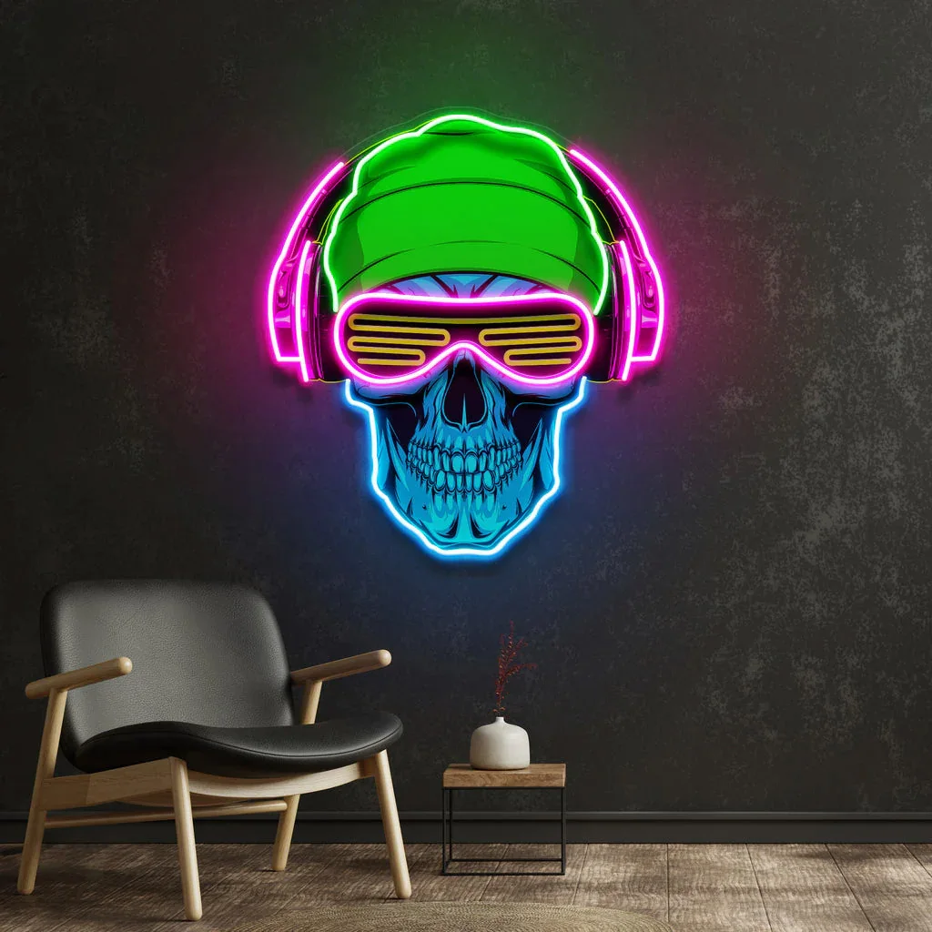 

Headphone Skull Neon Sign Pop Art Bar Club Home Decor Gaming Room Art Neon Decor Gift for Him