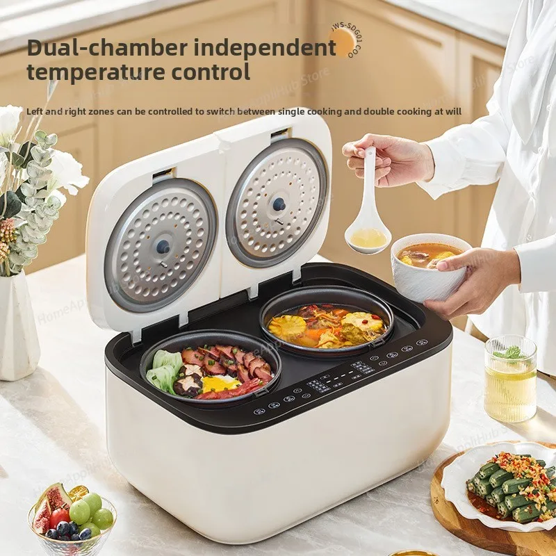 Smart Double-pot Rice Cooker Multi-functional Rice Cooker Double-combination Steaming and Cooking 5LCapacity Independent Control