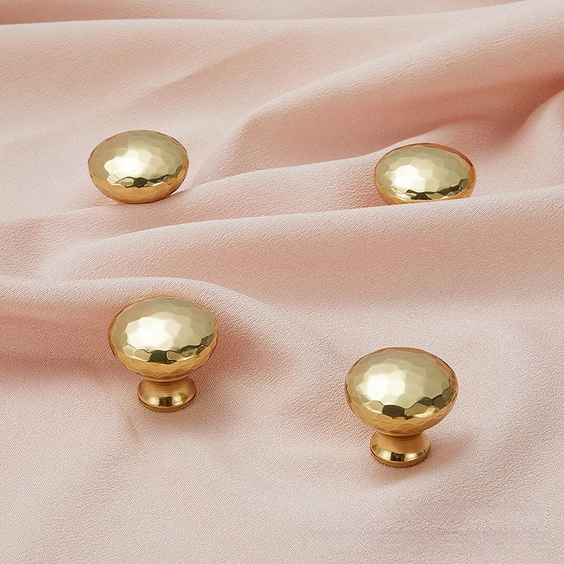 Brass Handcrafted Hammered Mushroom Handles, Luxe Gold, for Drawers,Cabinets, Wardrobes, Round Single-Hole Design knob furniture