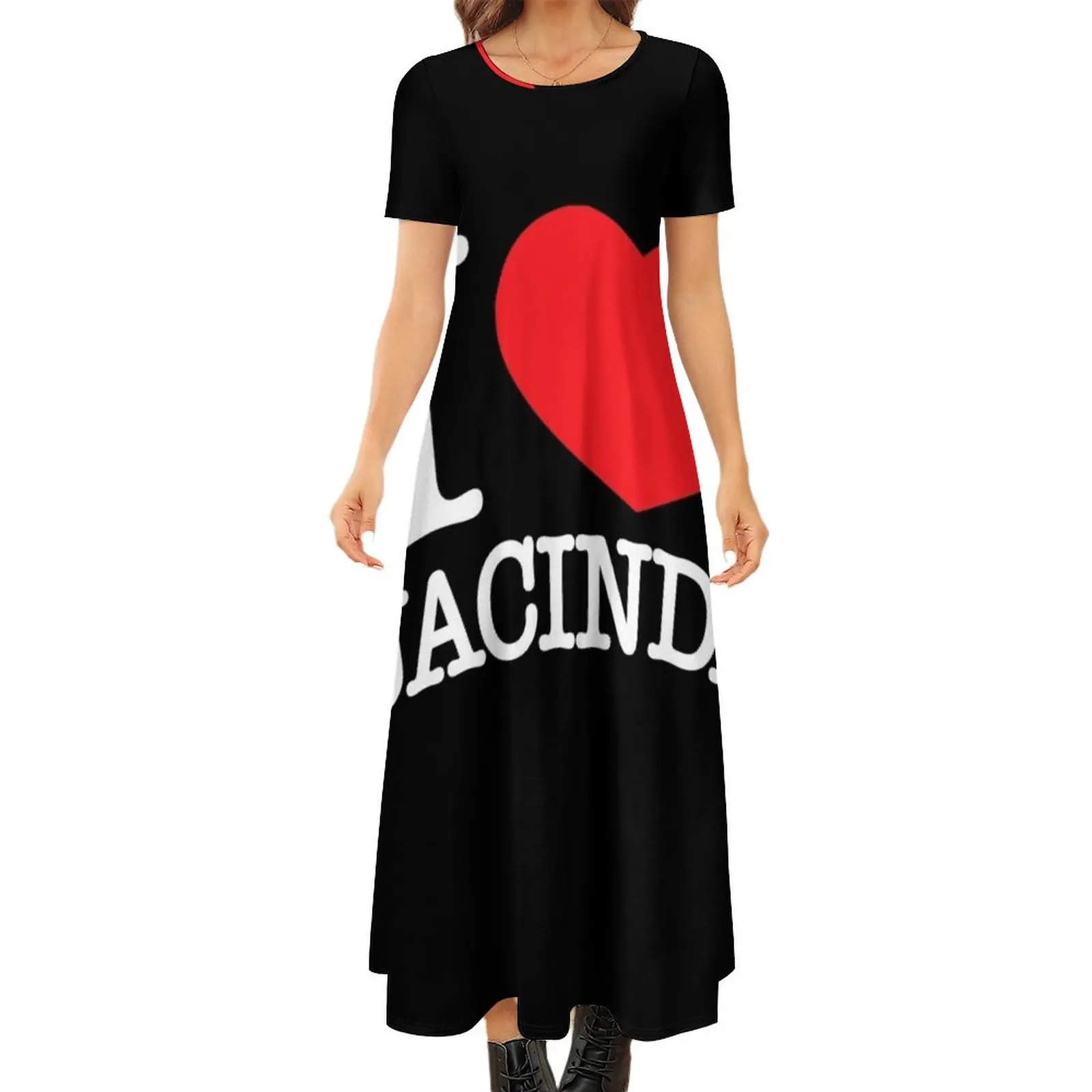 

i heart jacinda ardern black white red New Zealand Prime Minister Kiwi I love ny style Round Neck Short Sleeve Dress