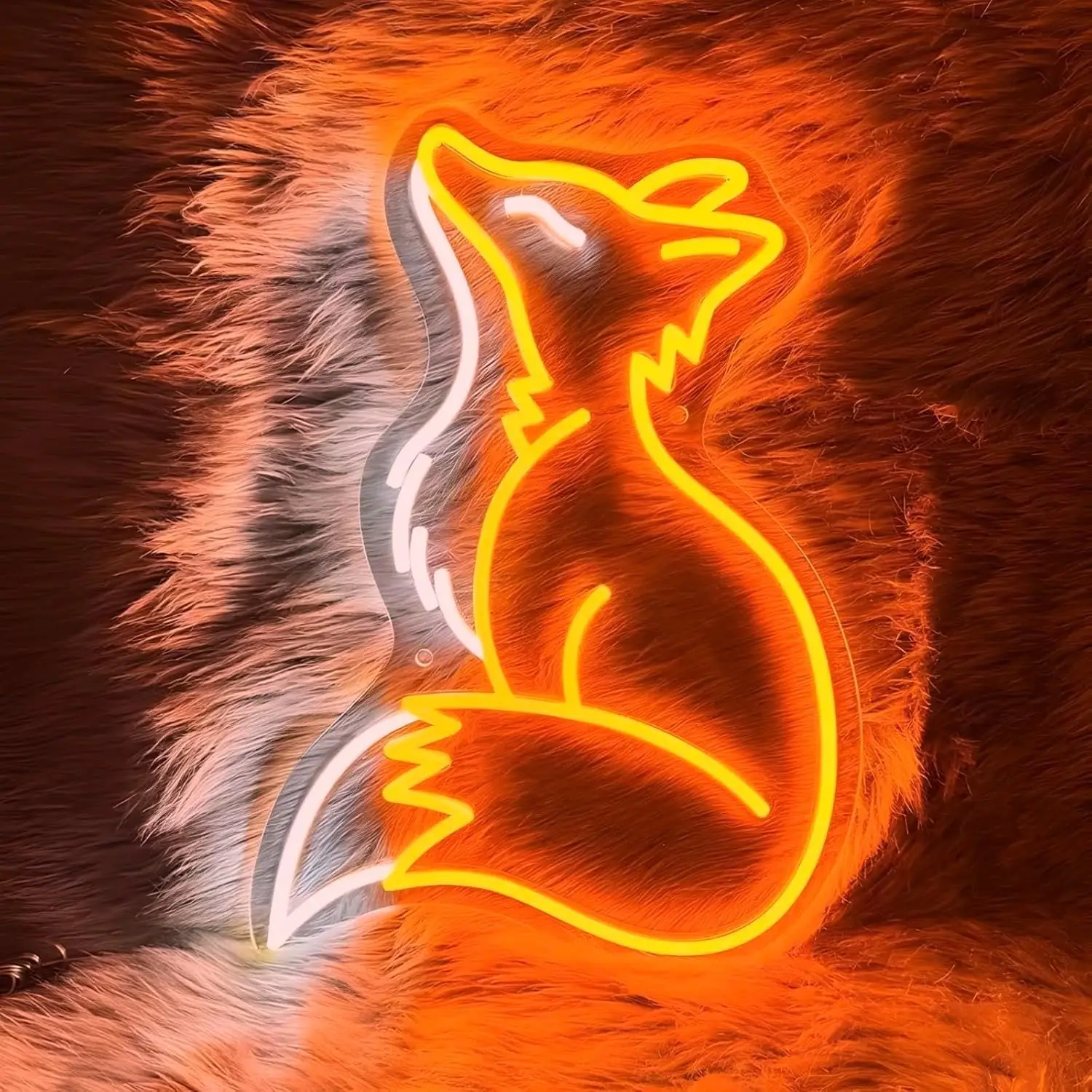 Fox Shaped LED Neon Sign USB Powered Neon Light Wall Hanging Lamp For Bedroom Living Room Art Wall Decor Birthday Party Gift