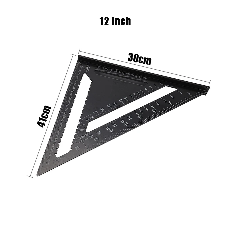 7/12inch Aluminium Carpenter Square Ruler Set Protractors Rafter Angle Frame Measuring Measurement Woodworking Triangular Rule