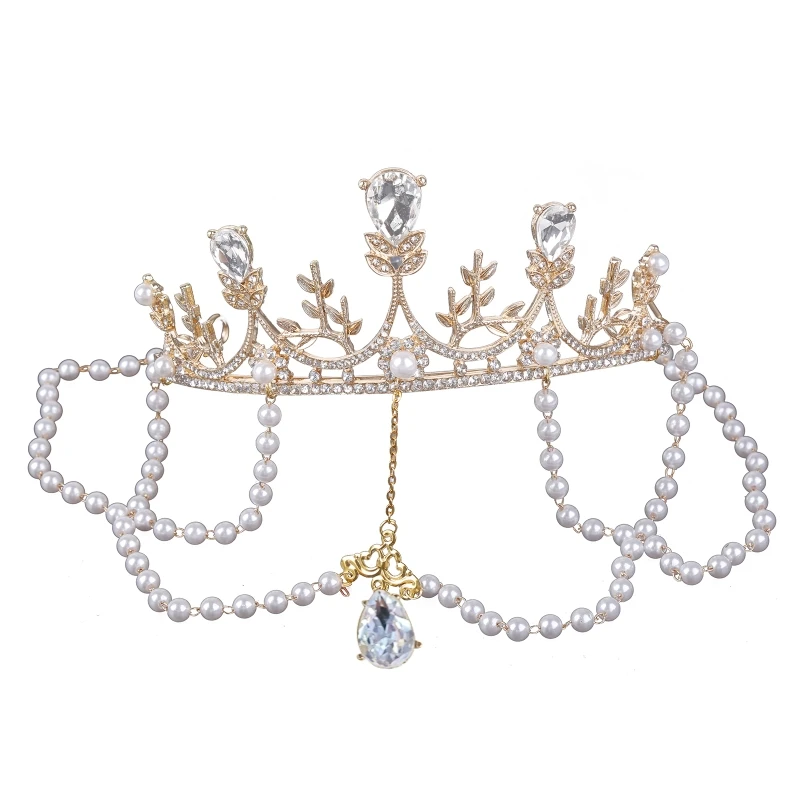 652F Винтажная жемчужная тиара королевская корона для невесты, ювелирные изделия, подходящие для дня рождения, выпускного вечера