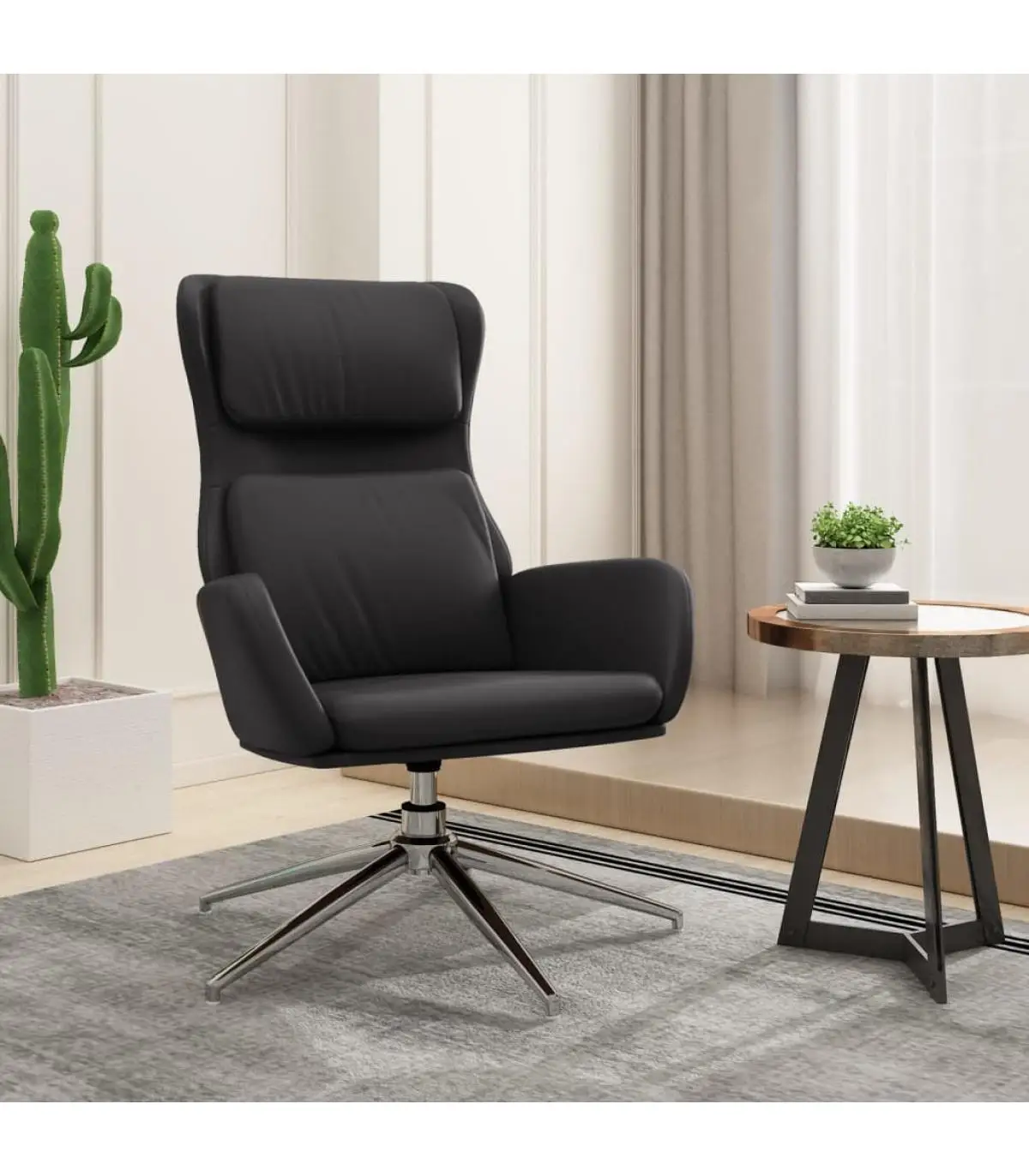 Shiny black synthetic leather relax armchairs