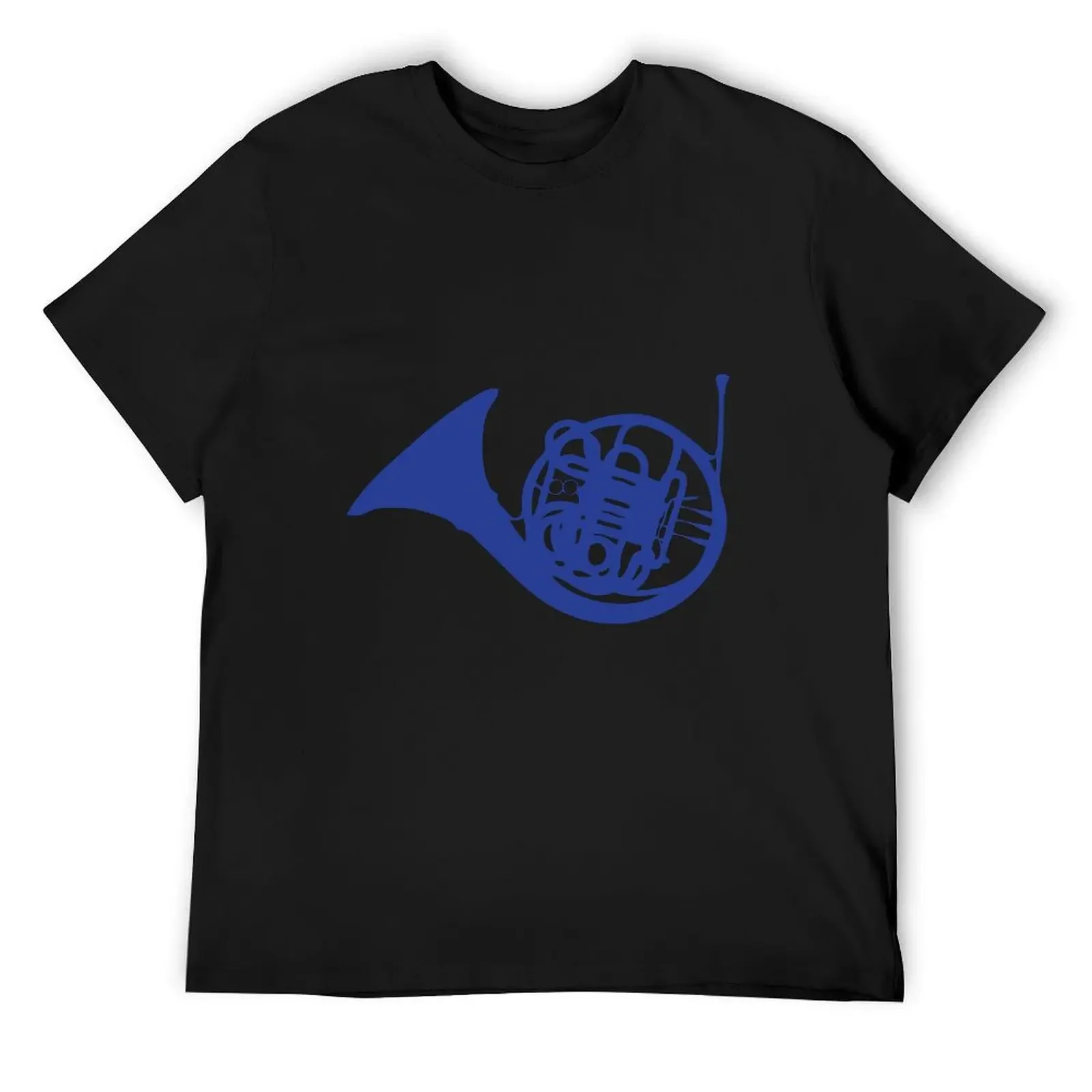 Blue French Horn T-Shirt graphic tee shirt plus size clothes Men's cotton t-shirt