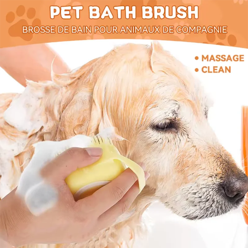 

New Bath Massage Brush Bathroom Multifunctional Puppy Big Dog Cat Soft Safety Silicone Pet Accessories for Dogs Cats Tools