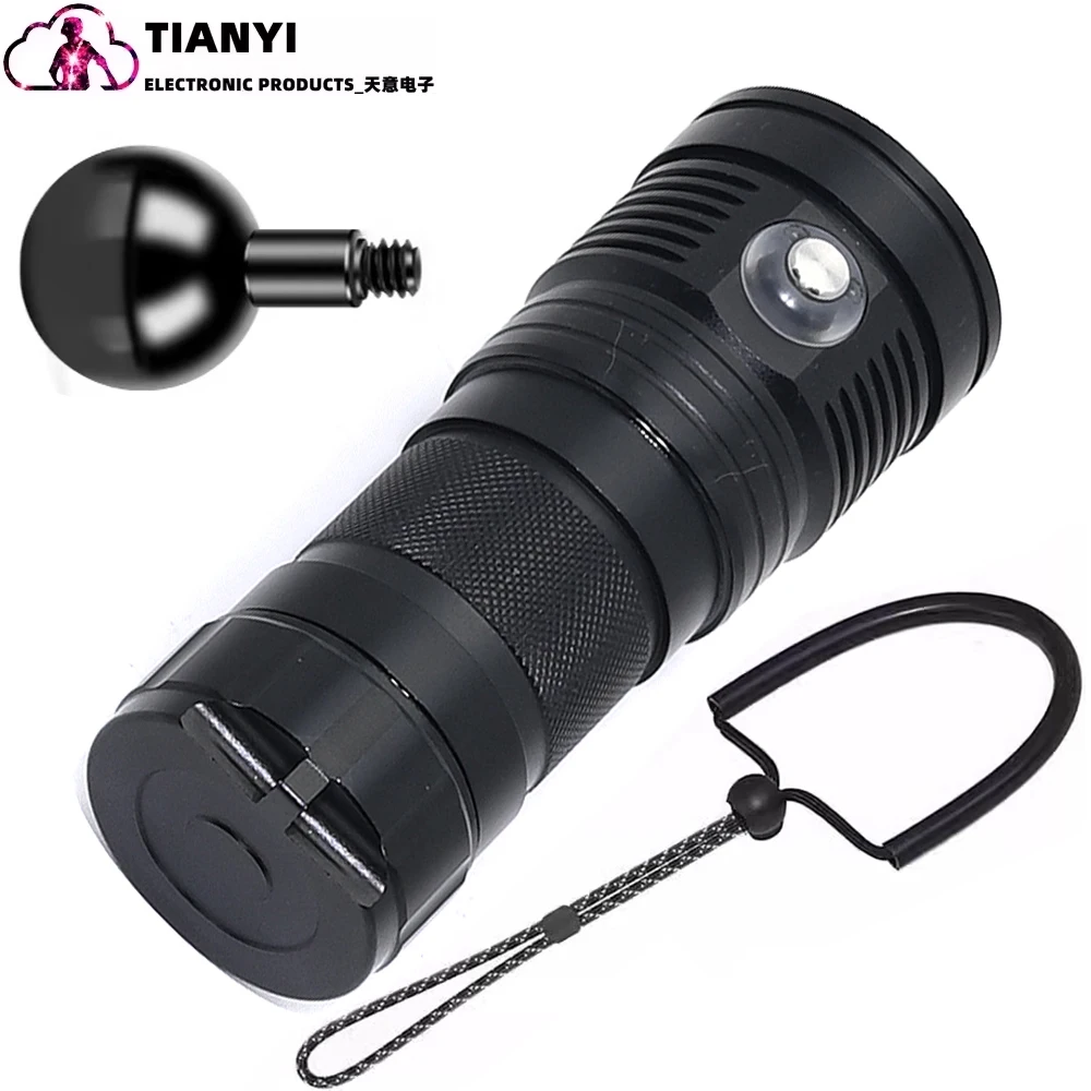 Photography fill light diving aluminum alloy flashlight blue light red light white light spotlight multi-functional professional