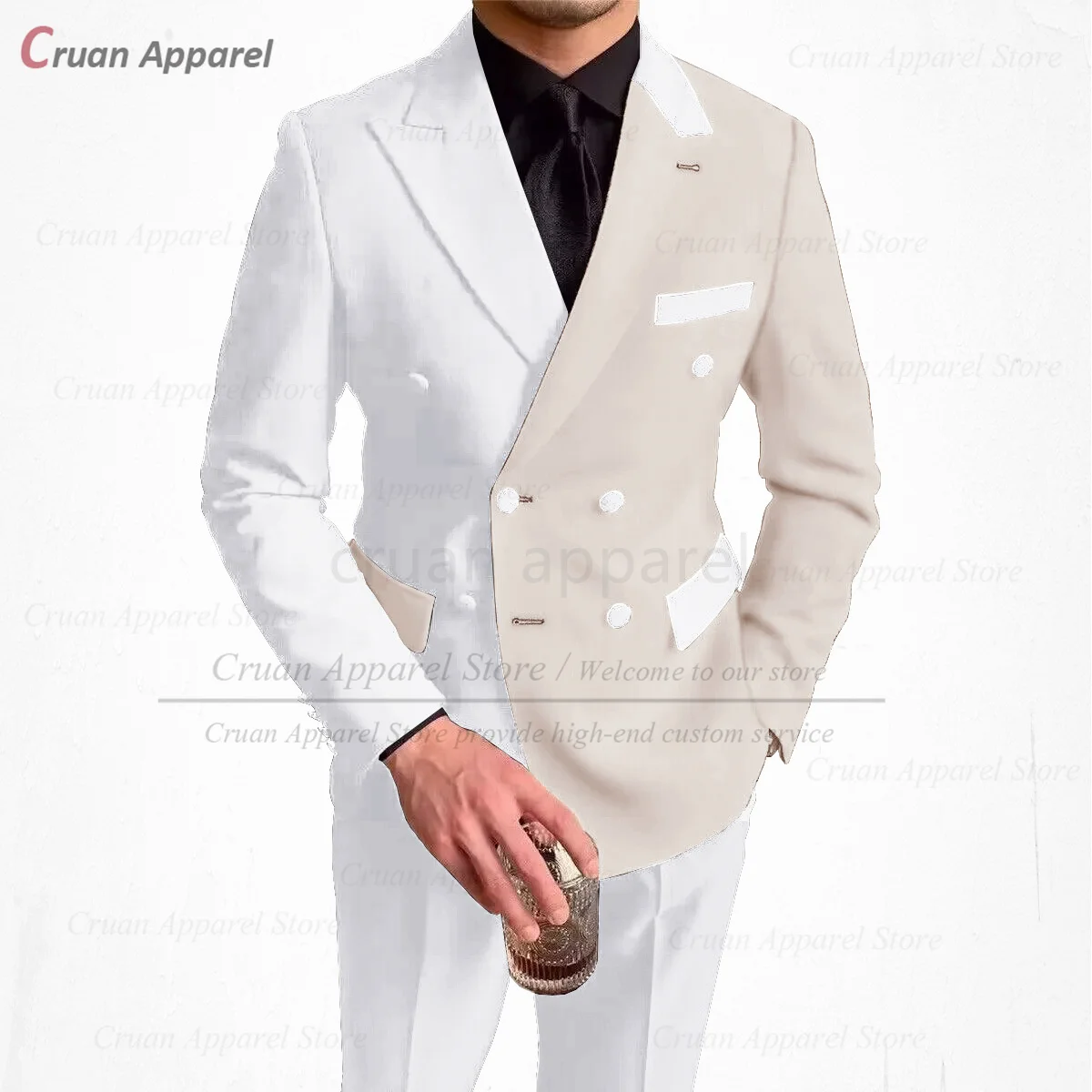 Chic Men Suit Set Wedding Party Grooms Elegant Outfits Evening Dinner Slim Fit Tuxedos Formal Activities Business Blazer Pants