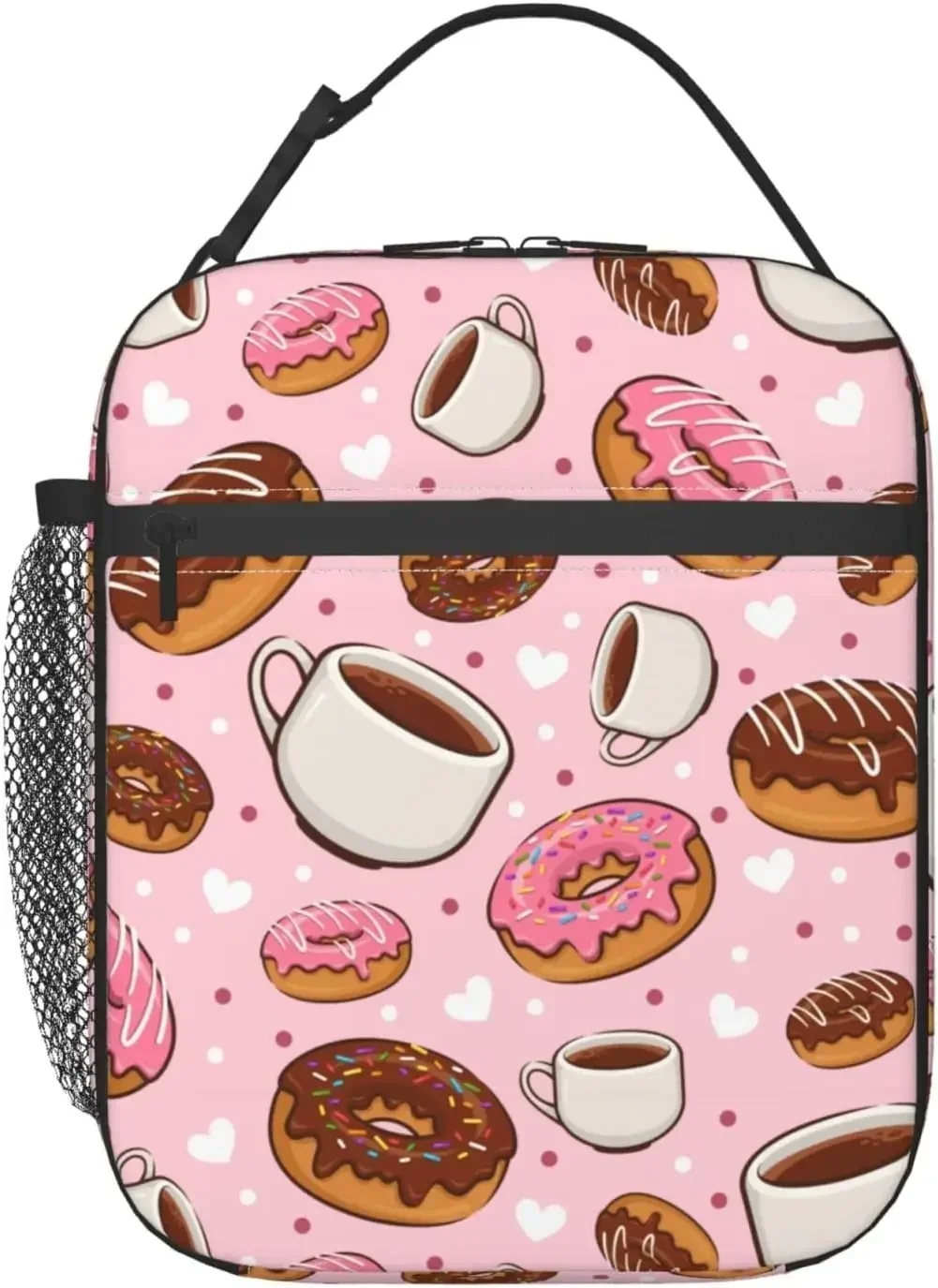 Lunch Bag Men Women Donut And Coffee Lunch Bags Reusable Insulated Thermal Lunch Box Portable Tote Bag Cooler Picnic Bag