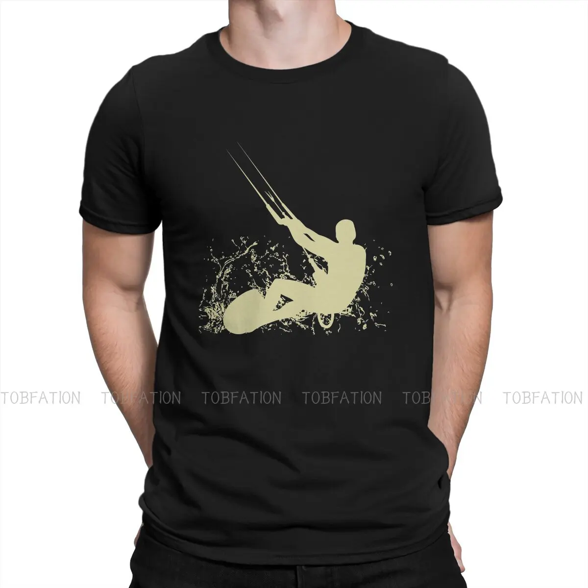 Water Sports Lover Kitesurfing Kitesurfers Tshirt Vintage Punk Men's Tees Tops Cotton Crewneck T Shirt