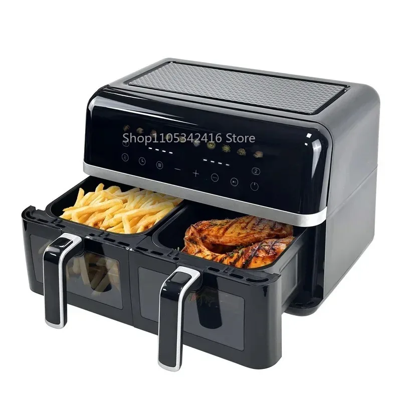 Professional 9L Digital Air Fryer, Dual Heating Kitchen Appliance with Visual Window for Healthy Home Food Cooking