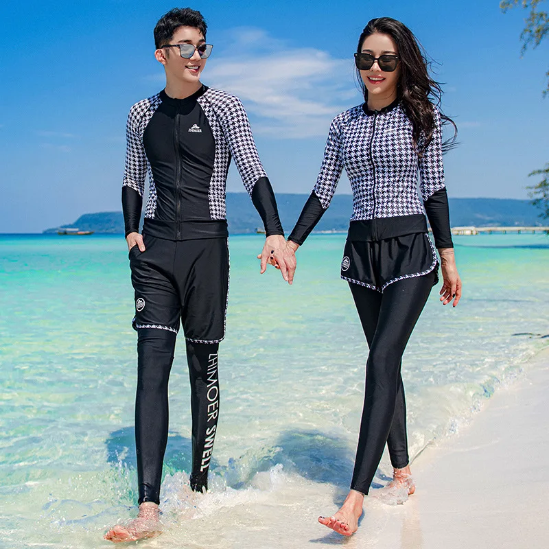 

Women's Men's Long Sleeve Rash Guard Swim Shirts+Leggings Trunks Couples' UV Protection Sun Regular-Fit Quick Dry Water Sports