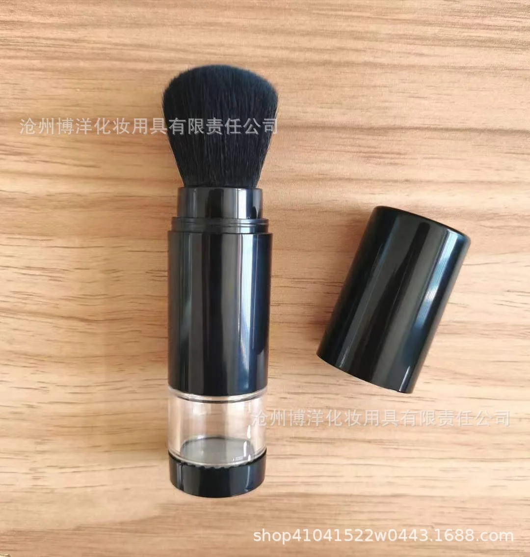 Brocha de maquillaje retráctil con perilla, botella de polvo suelto recargable portátil, brochas de maquillaje facial para colorete y base