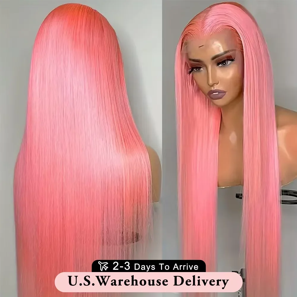 30 40 Inch Pink Bone Straight Human Hair Wig 200 Density 13x4 Hd Lace Frontal Wigs Brazilian Human Hair Colored Wigs For Women